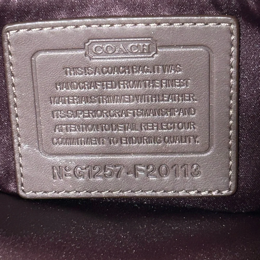 New Coach Ashley Scarf Print Purse F20113 Purple Brown Patent Leather Bag Y2K - Picture 14 of 15